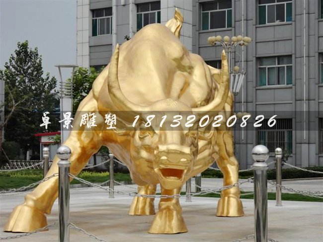 金牛雕塑，鑄銅金牛雕塑，貼金銅牛
