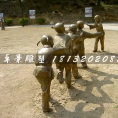 老鷹抓小雞雕塑，兒童游戲銅雕，廣場(chǎng)人物雕塑
