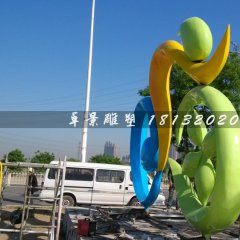 不銹鋼卡通雕塑，彩色不銹鋼雕塑