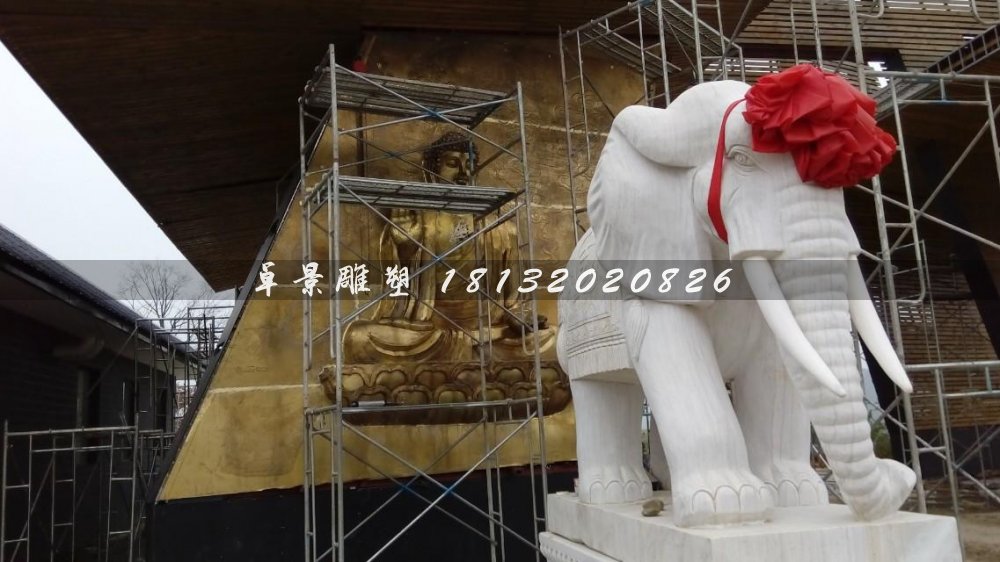 石雕大象雕塑，漢白玉大象雕塑