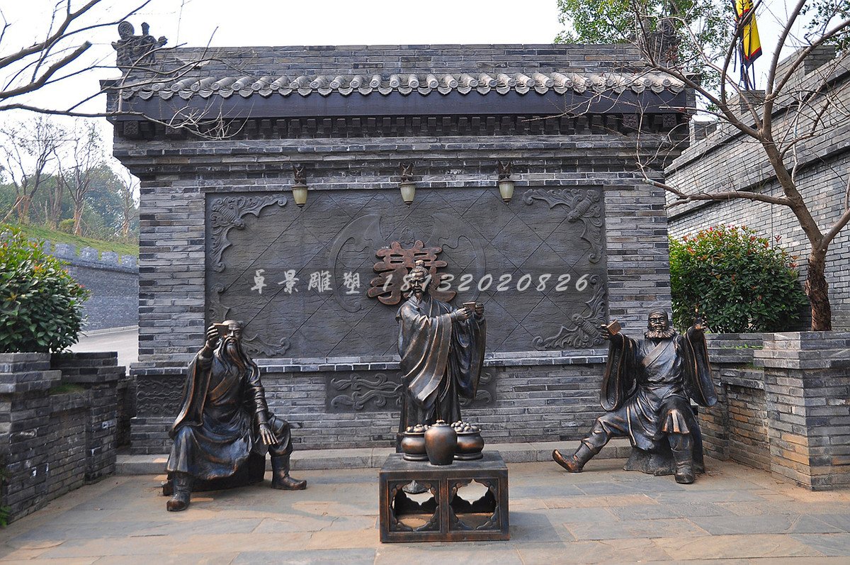 玻璃鋼桃園三結(jié)義雕塑，劉備關(guān)羽張飛雕塑 (1)
