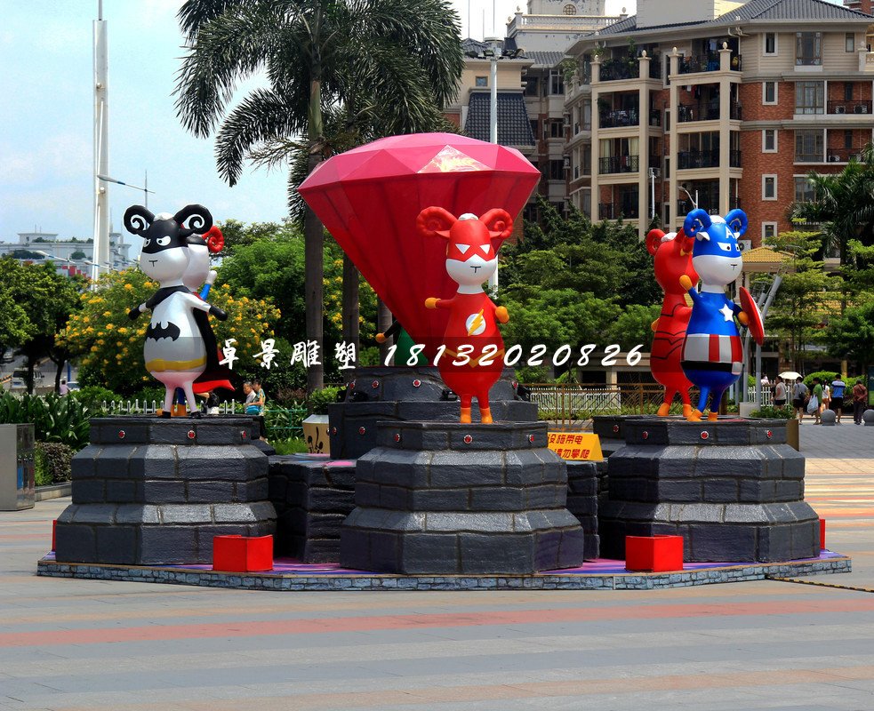 小區(qū)卡通雕塑，小區(qū)玻璃鋼人物雕塑 (1)