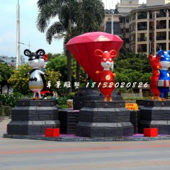 小區(qū)卡通雕塑，小區(qū)玻璃鋼人物雕塑