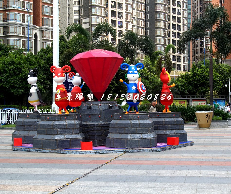 小區(qū)卡通雕塑，小區(qū)玻璃鋼人物雕塑 (2)