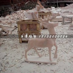 石頭小鹿雕塑，梅花鹿雕塑