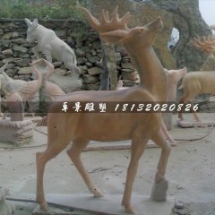 石頭鹿，石雕鹿雕塑，1.2米高石雕鹿