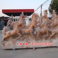 石雕奔馬，石頭奔馬雕塑，石雕飛馬雕塑