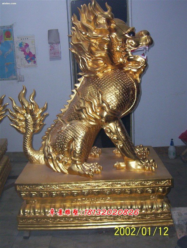 麒麟銅雕，鑄銅麒麟雕塑