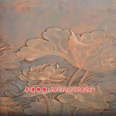 鍛銅荷花浮雕，鍛銅荷葉雕塑