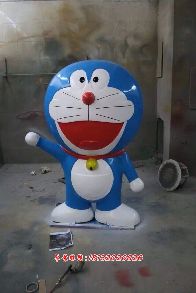 揮手哆啦夢雕塑，玻璃鋼哆啦a夢雕塑