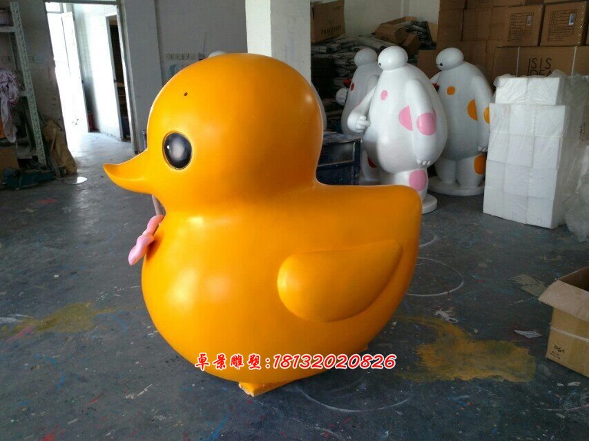 玻璃鋼小黃鴨雕塑,卡通鴨子雕塑