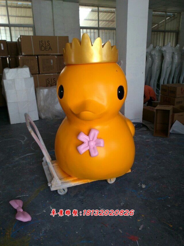 玻璃鋼小黃鴨雕塑,卡通鴨子雕塑