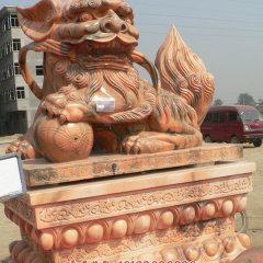 石頭看門獅子，石雕獅子