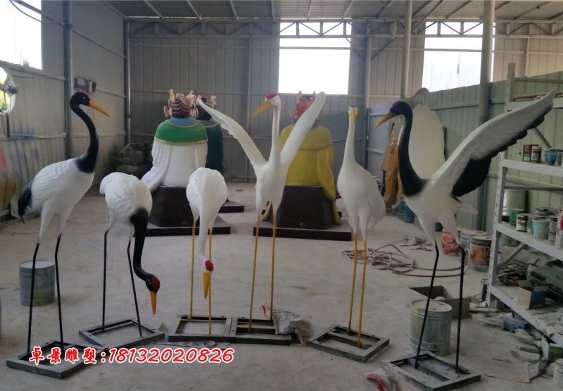 玻璃鋼仙鶴雕塑，玻璃鋼丹頂鶴 (2)