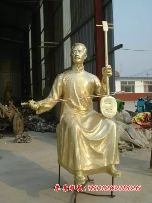 拉二胡銅雕，人物銅雕，廣場(chǎng)人物銅雕
