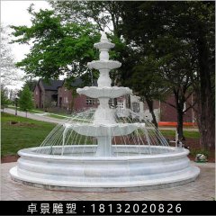噴泉石雕，漢白玉噴泉，三層石噴泉