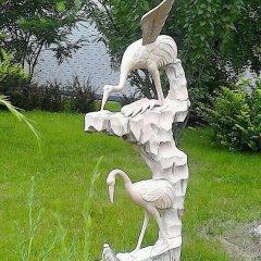 石材仙鶴雕塑，石雕鶴