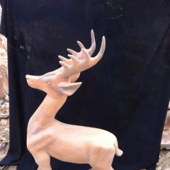 小鹿石雕，晚霞紅小鹿雕塑
