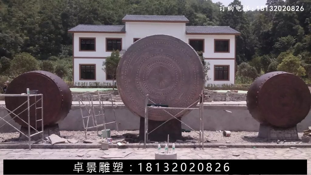 銅鼓，鑄銅鼓雕塑