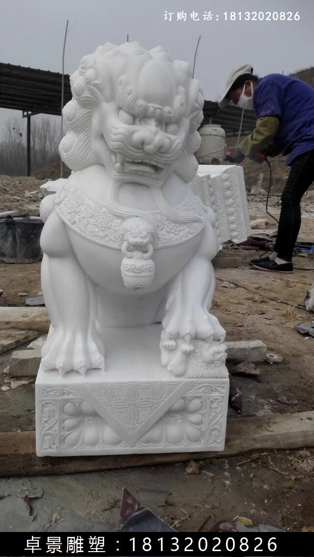 漢白玉獅子雕塑，北京獅漢白玉雕塑 (2)