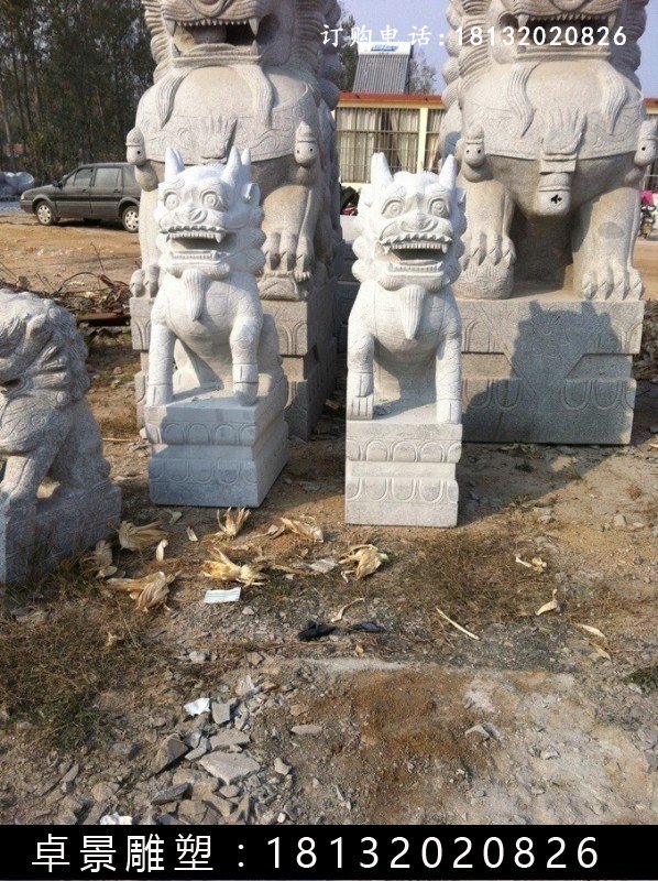 麒麟石雕，漢白玉麒麟雕塑 (2)