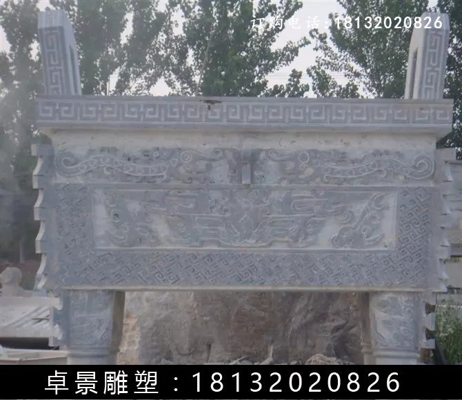 石方鼎，仿古石鼎，石香爐雕塑 (2)