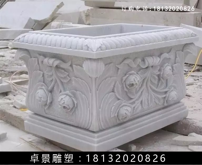 石水缸，漢白玉水缸雕塑 (3)