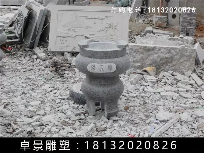 石圓鼎，石香爐雕塑 (1)