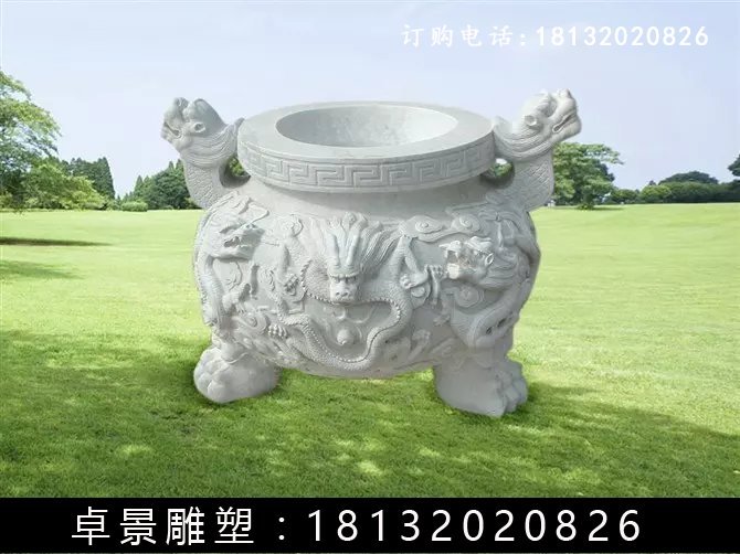 石圓鼎，石香爐雕塑 (6)