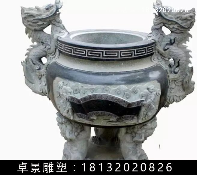 石圓鼎，石香爐雕塑 (7)