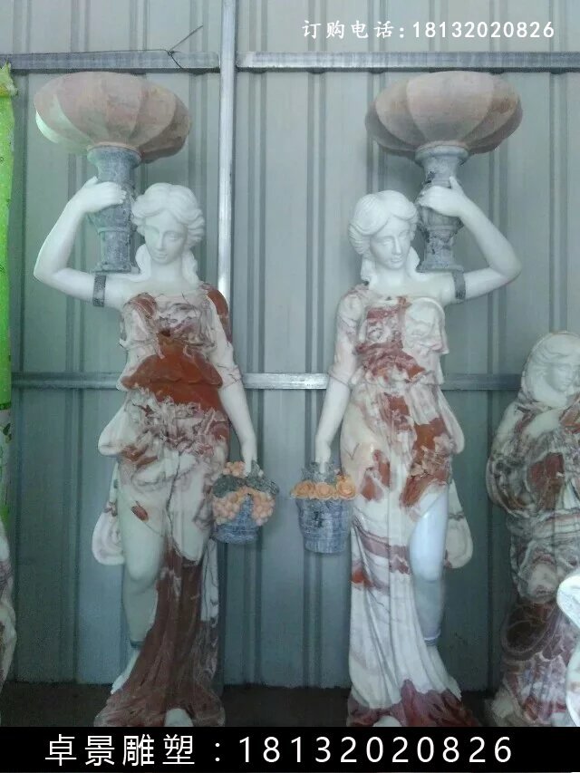 西方美女石燈，美女雕塑 (3)