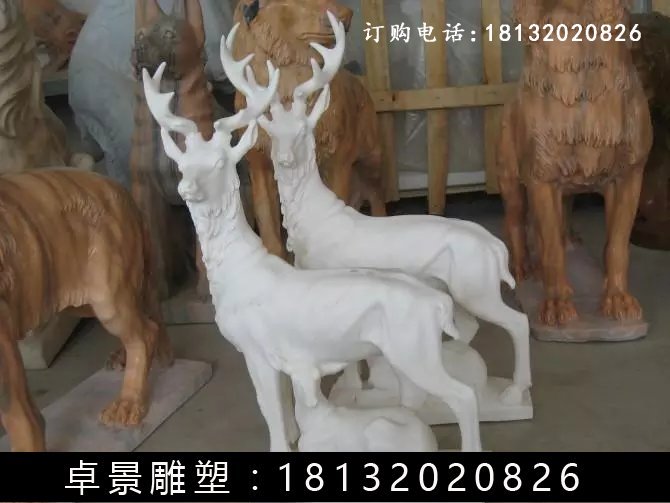 小鹿石雕，漢白玉小鹿雕塑
