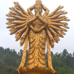 千手觀音銅雕，貼金千手觀音雕塑