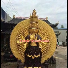 千手觀音銅雕，彩繪千手觀音銅雕