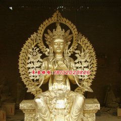 菩薩銅雕，貼金菩薩雕塑