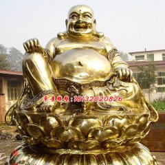 彌勒佛貼金銅雕，大肚彌勒佛雕塑