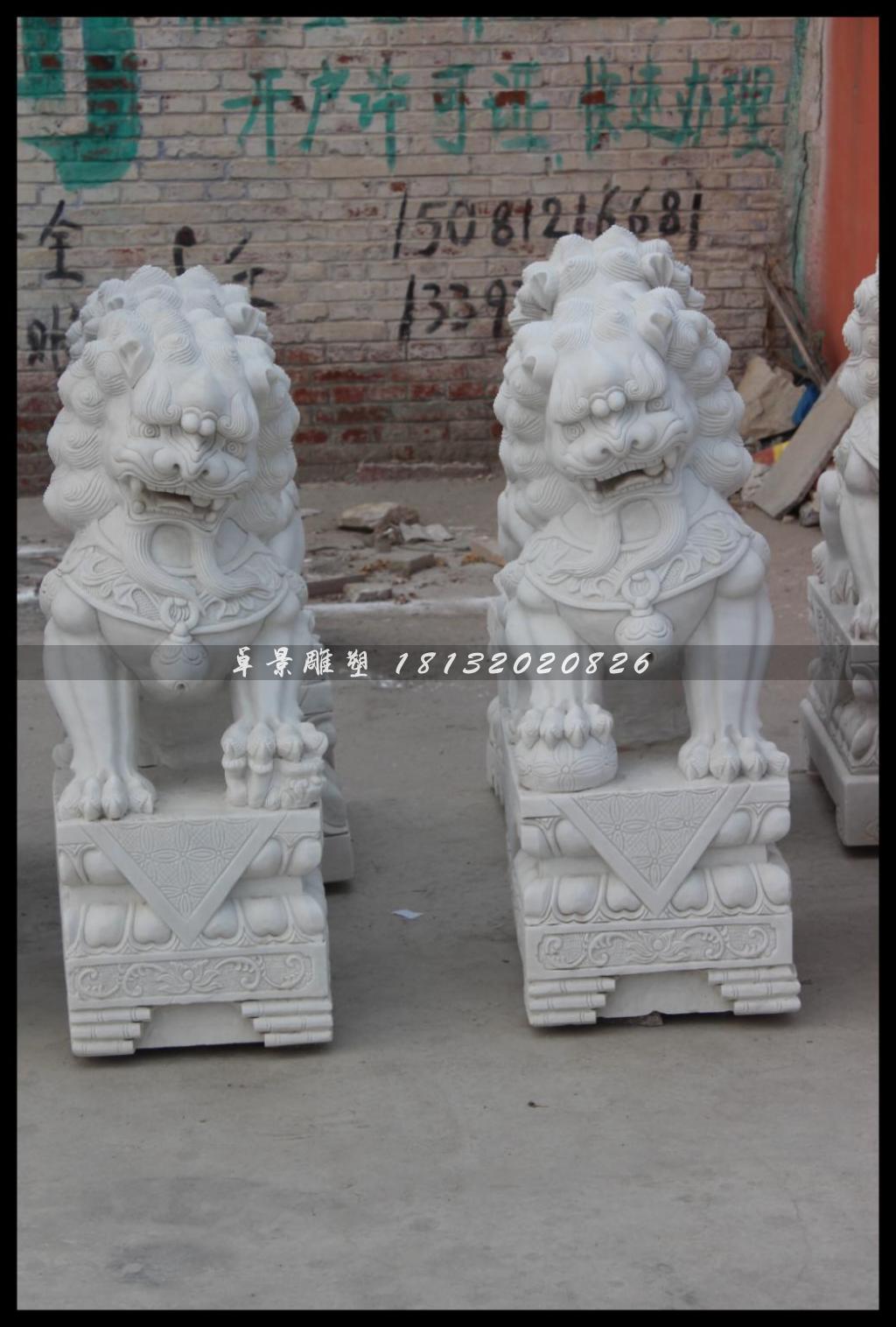 獅子石雕，漢白玉獅子雕塑 (1)
