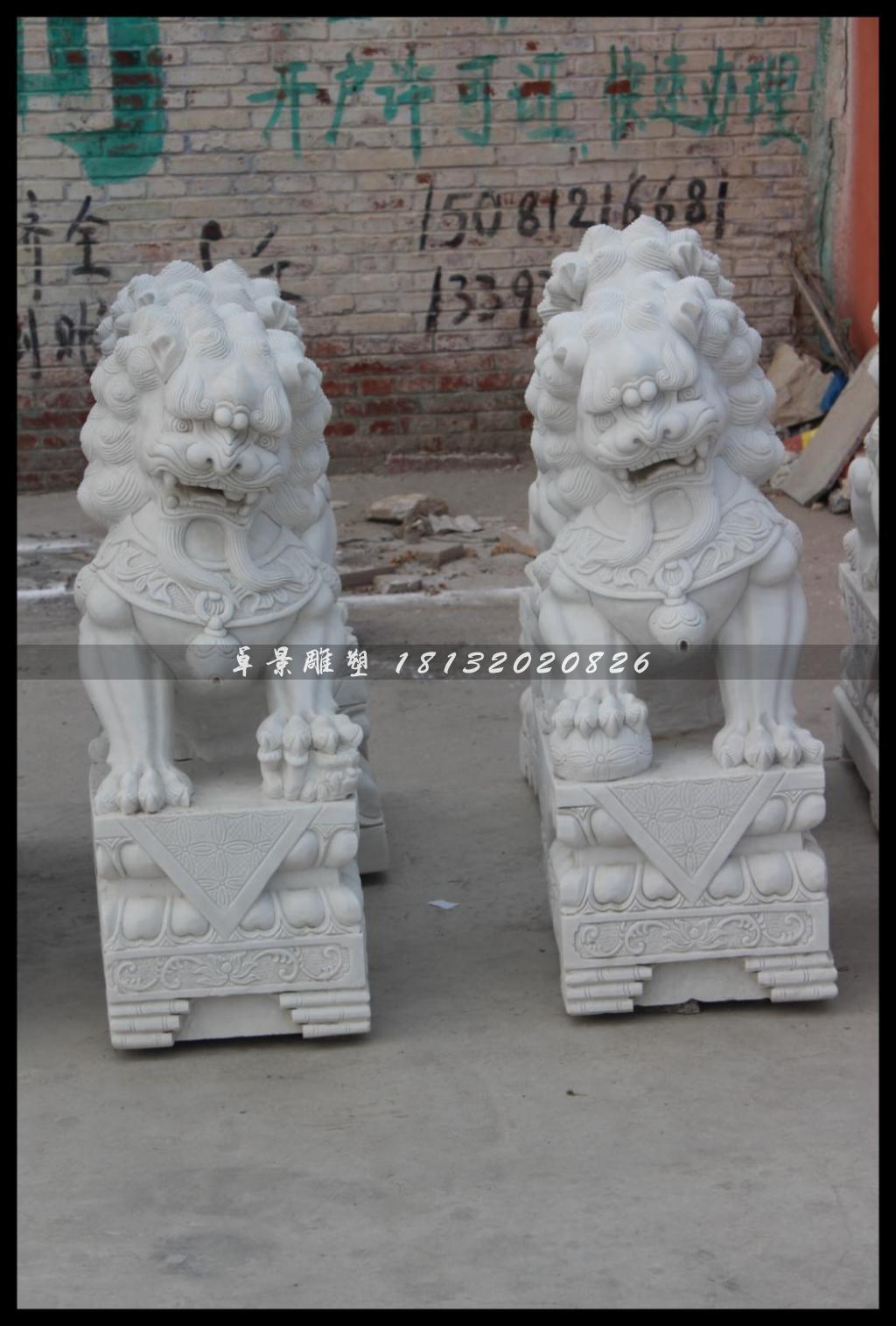 獅子石雕，漢白玉獅子雕塑 (2)