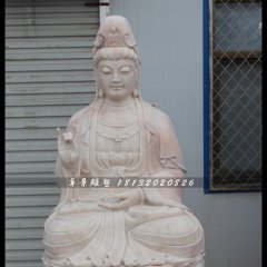 觀音送子石雕，漢白玉觀音送子石雕