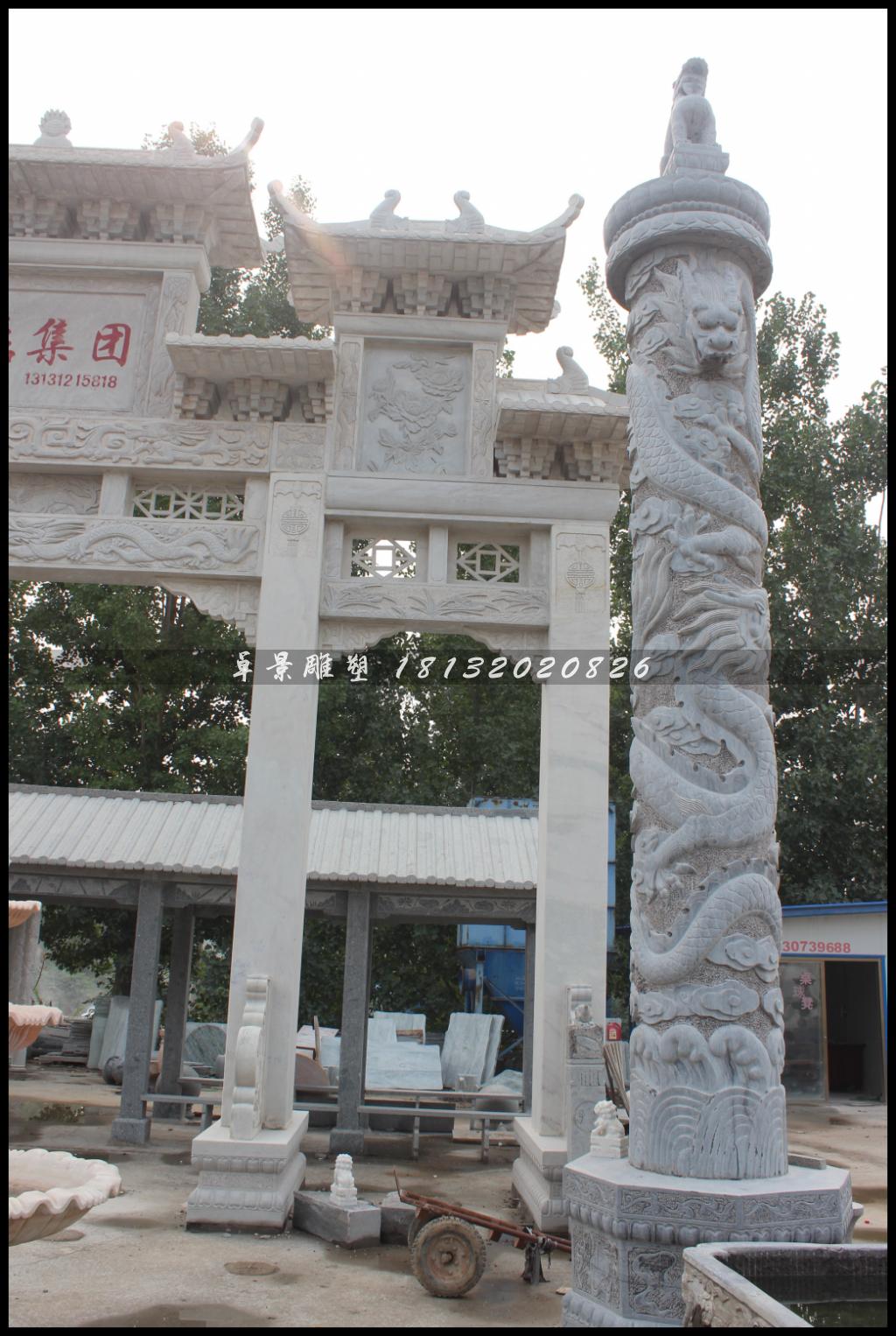 龍柱，漢白玉龍柱，盤龍柱 (2)