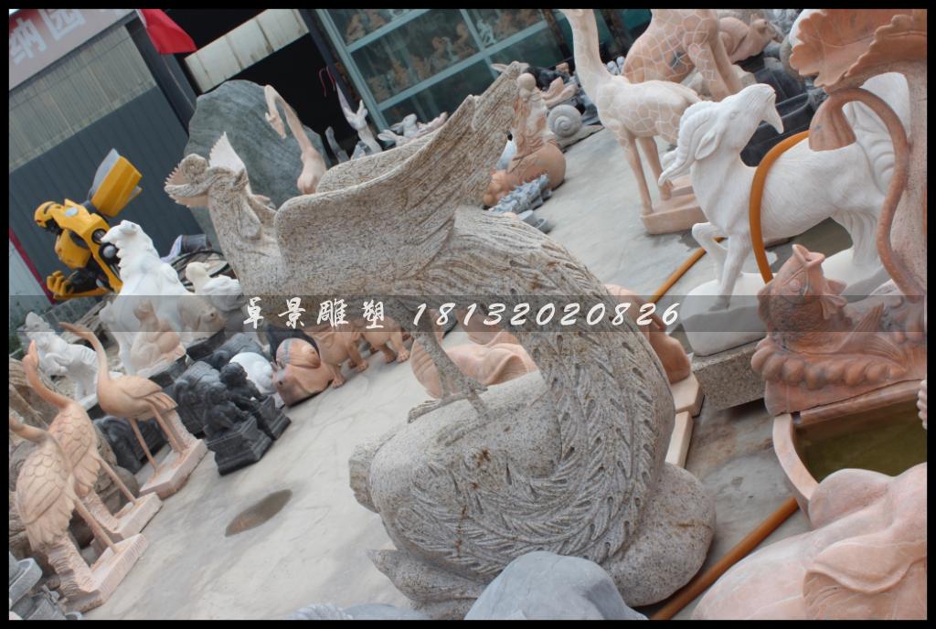 孔雀石雕，大理石孔雀雕塑
