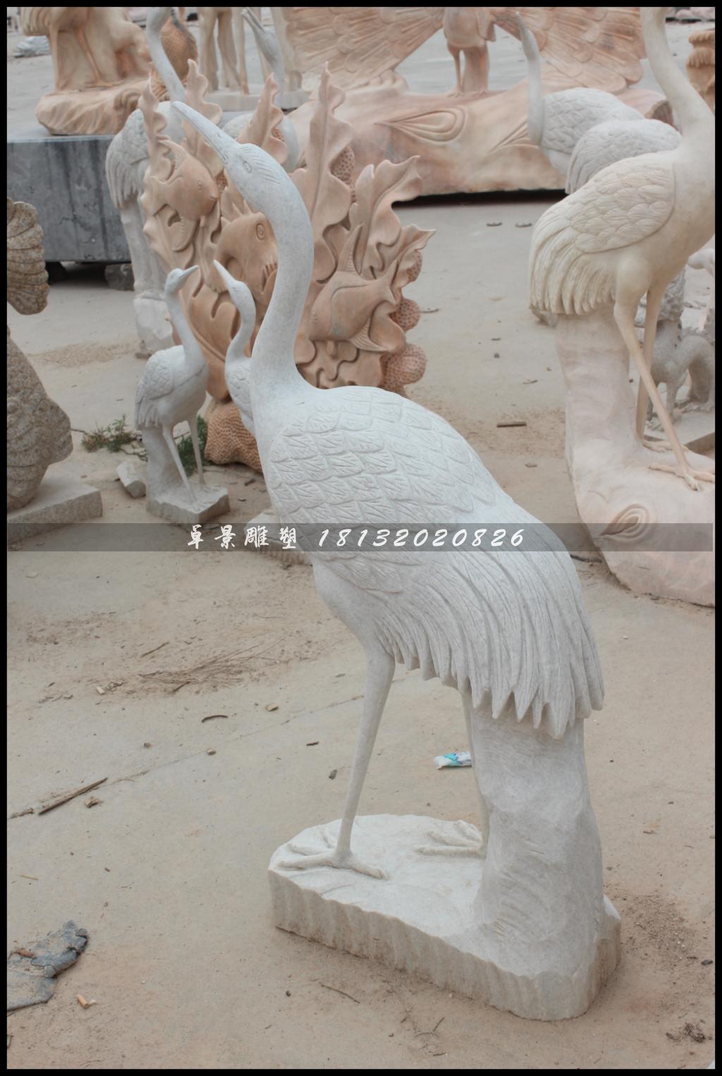 仙鶴石雕，漢白玉仙鶴雕塑 (1)