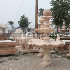 風(fēng)水球石雕，晚霞紅風(fēng)水球，三層風(fēng)水球雕塑