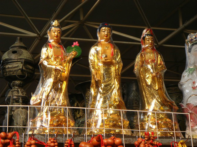 西方三圣銅雕，三圣銅雕