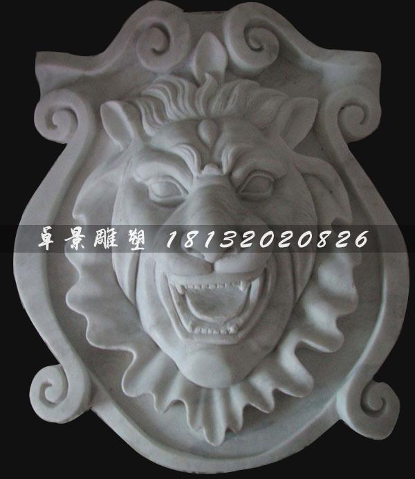 漢白玉獅子頭雕塑，獅子頭石雕 (2)