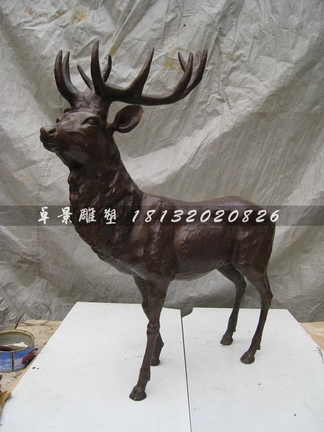 梅花鹿銅雕，紫銅梅花鹿雕塑