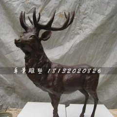 梅花鹿銅雕，紫銅梅花鹿雕塑