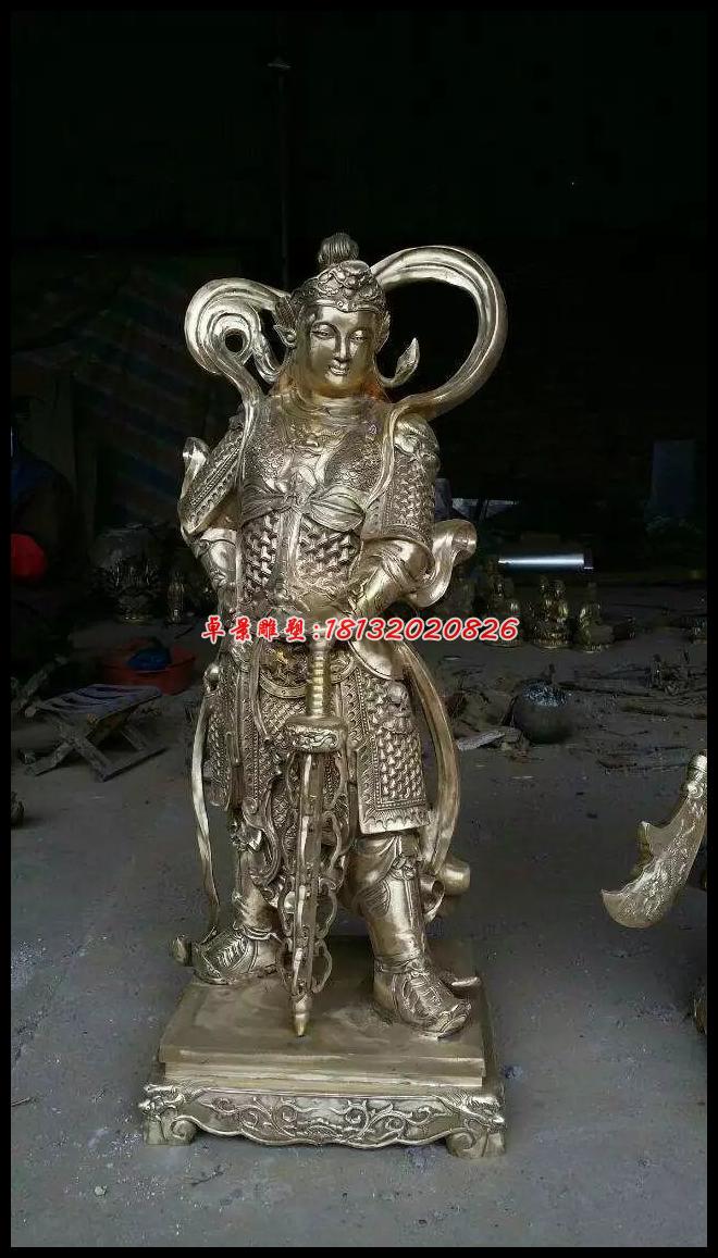 韋佗佛護(hù)法銅雕，鑄銅韋佗佛護(hù)法雕塑