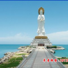 觀音菩薩石雕，漢白玉立式觀音菩薩石雕