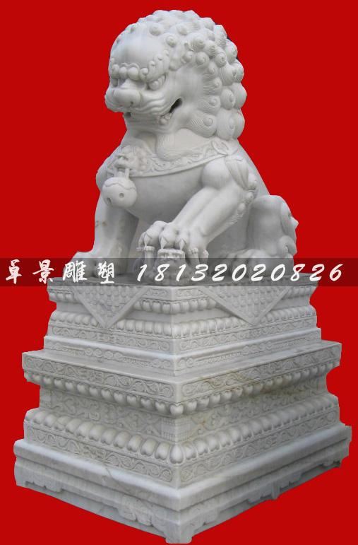 石獅子雕塑，漢白玉獅子雕塑 (2)
